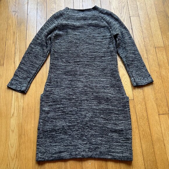 Neiman Marcus Size M Gray Cotton Long Sleeve Round Neck Knit Dress - Picture 15 of 15